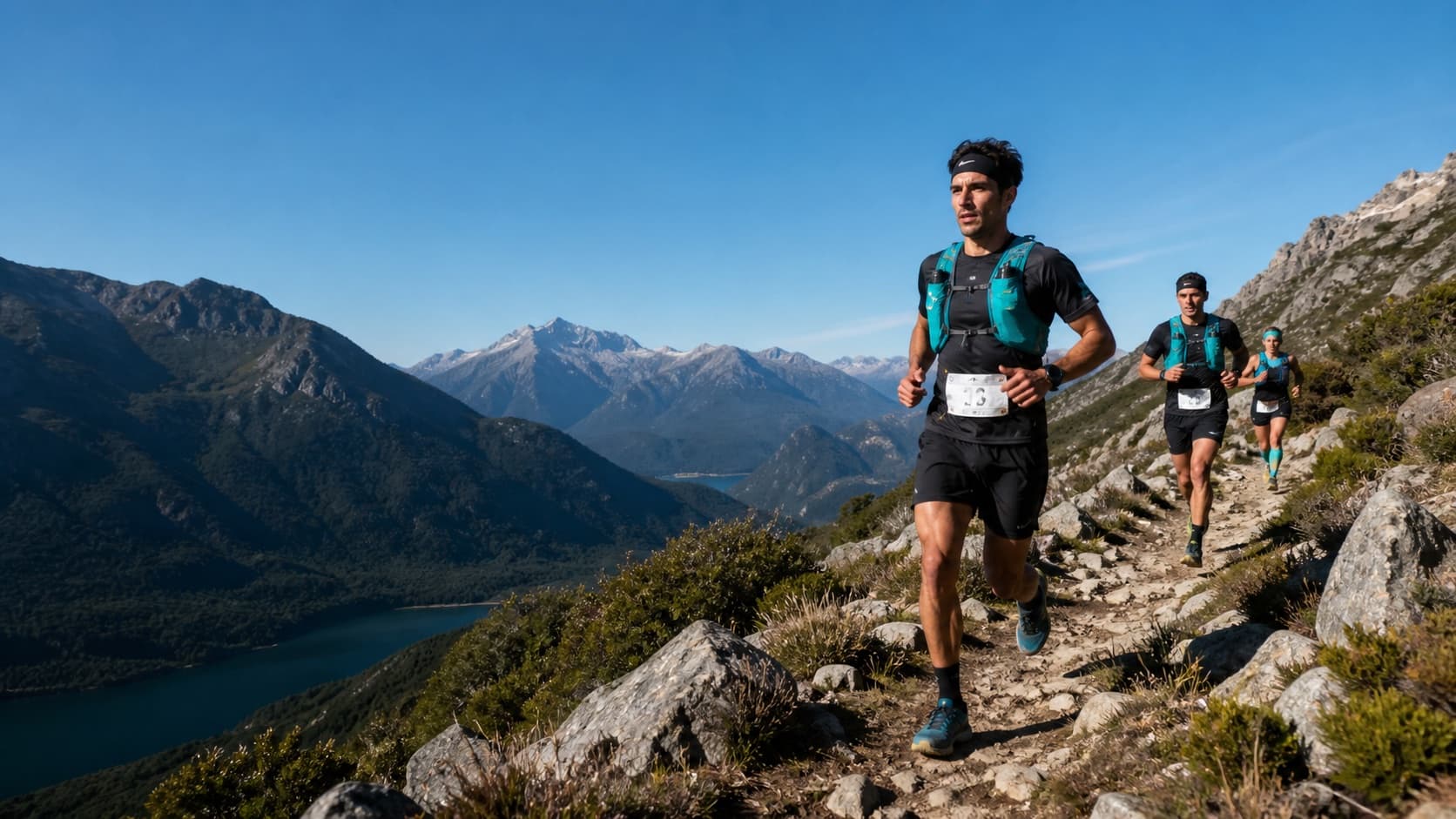 Corredores de trail en los Andes patagónicos